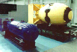 The world's first nuclear weapons (1945) Little Boy (yield 16 kilotons TNT) and Fat Man (yield 24 kilotons TNT)