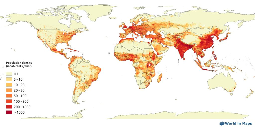 World population density map